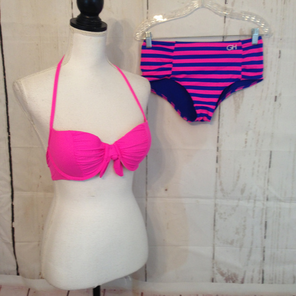 Gilly Hicks Other - Gilly Hicks Pink Blue Striped Bikini Swimsuit